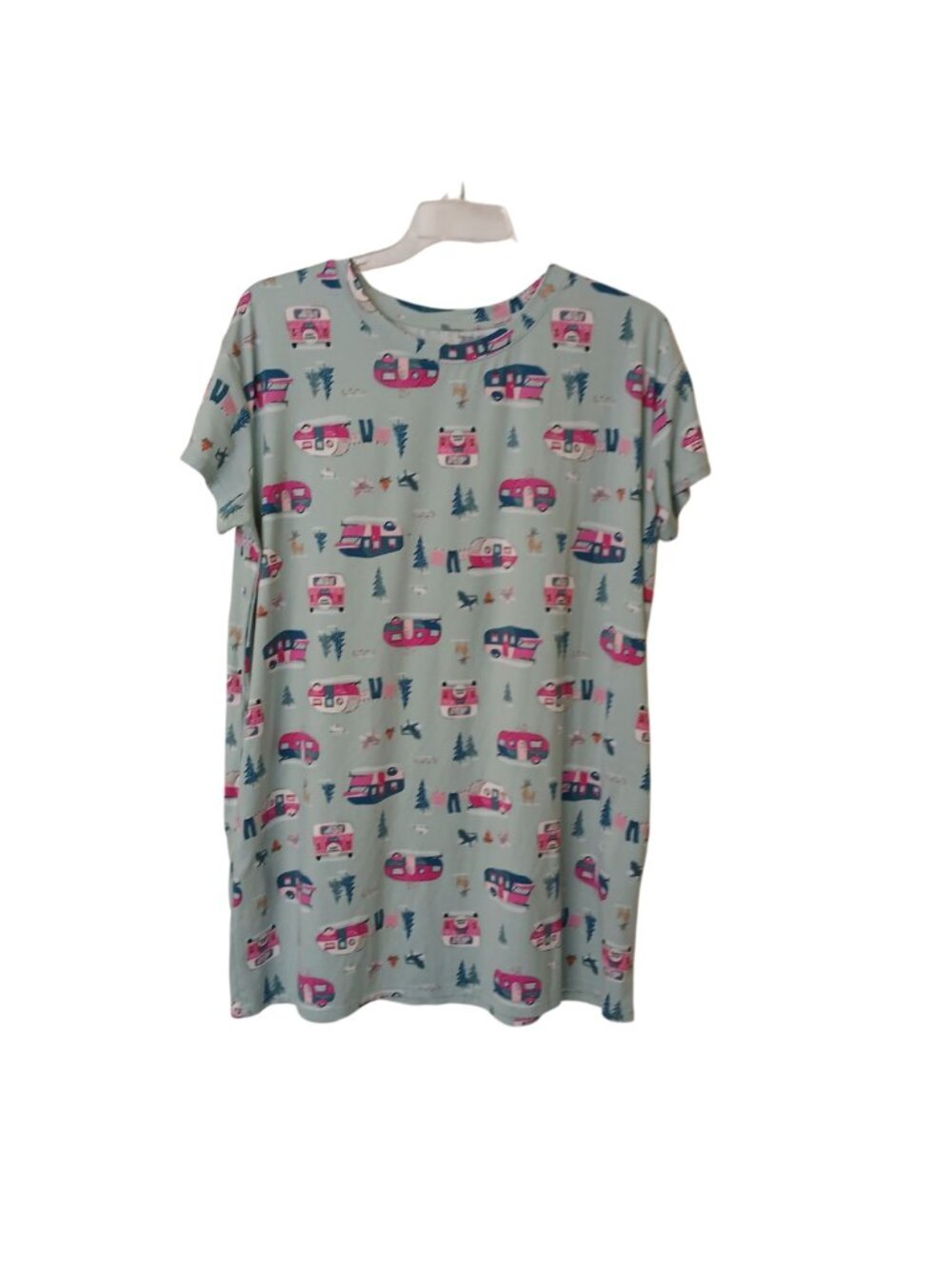 Joyspun XL Trailer Camping Print Nightgown W/ Pockets Polyester Spandex #I-5 - Picture 2 of 6